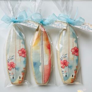 Vintage Surfboard Custom Watercolor Cookies