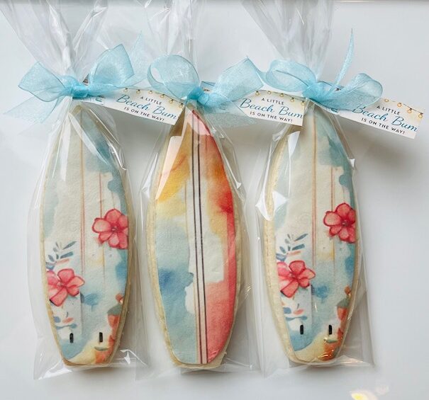 Vintage Surfboard Custom Watercolor Cookies